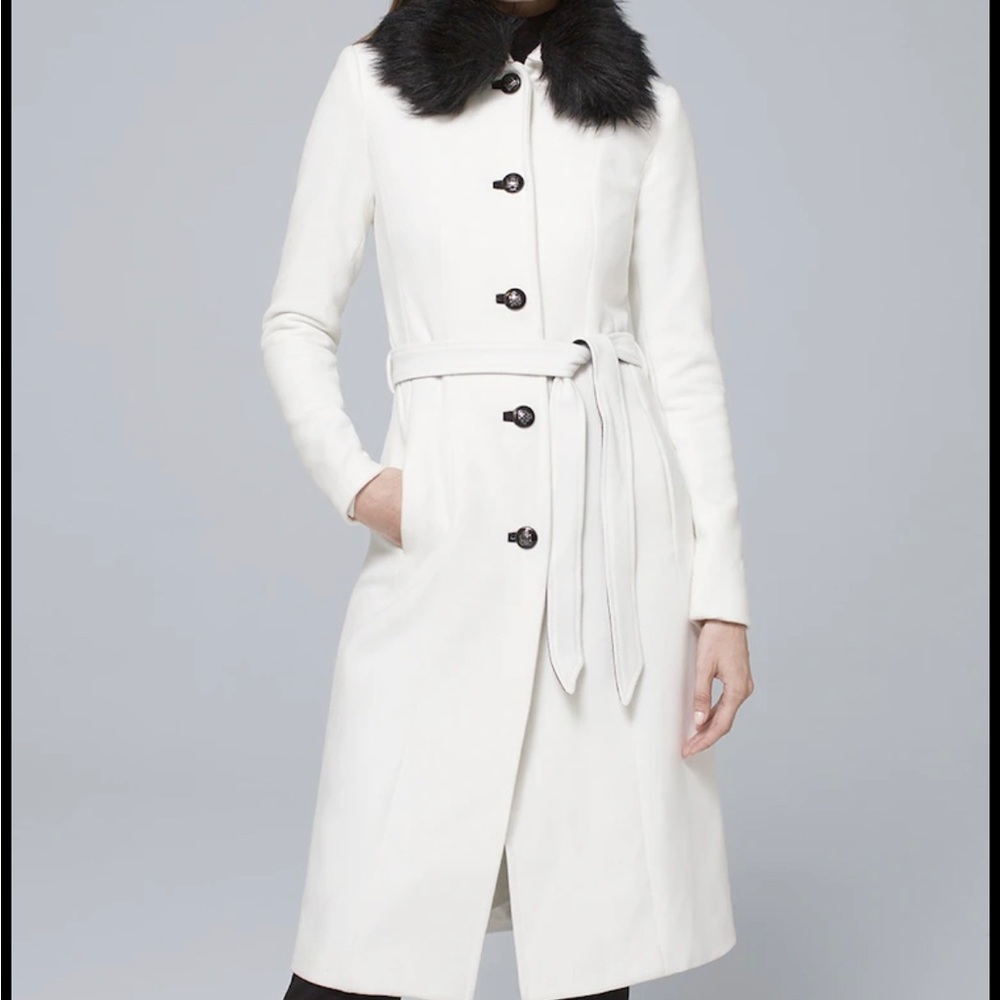 Removable Faux Fur-Collar Coat